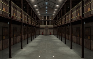 Interior of an old prison 3d