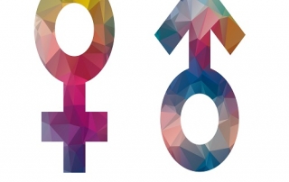 low poly male and female icon