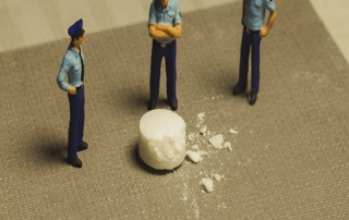 prison officers standing around white substance